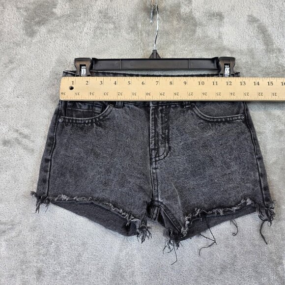 7 For All Mankind Shorts Girls 12 Black Wash Denim Cutoff Frayed Hem Stretch - Picture 2 of 11